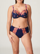 Prima Donna Devdaha floral-embroidered high waist full briefs in Velvet Blue