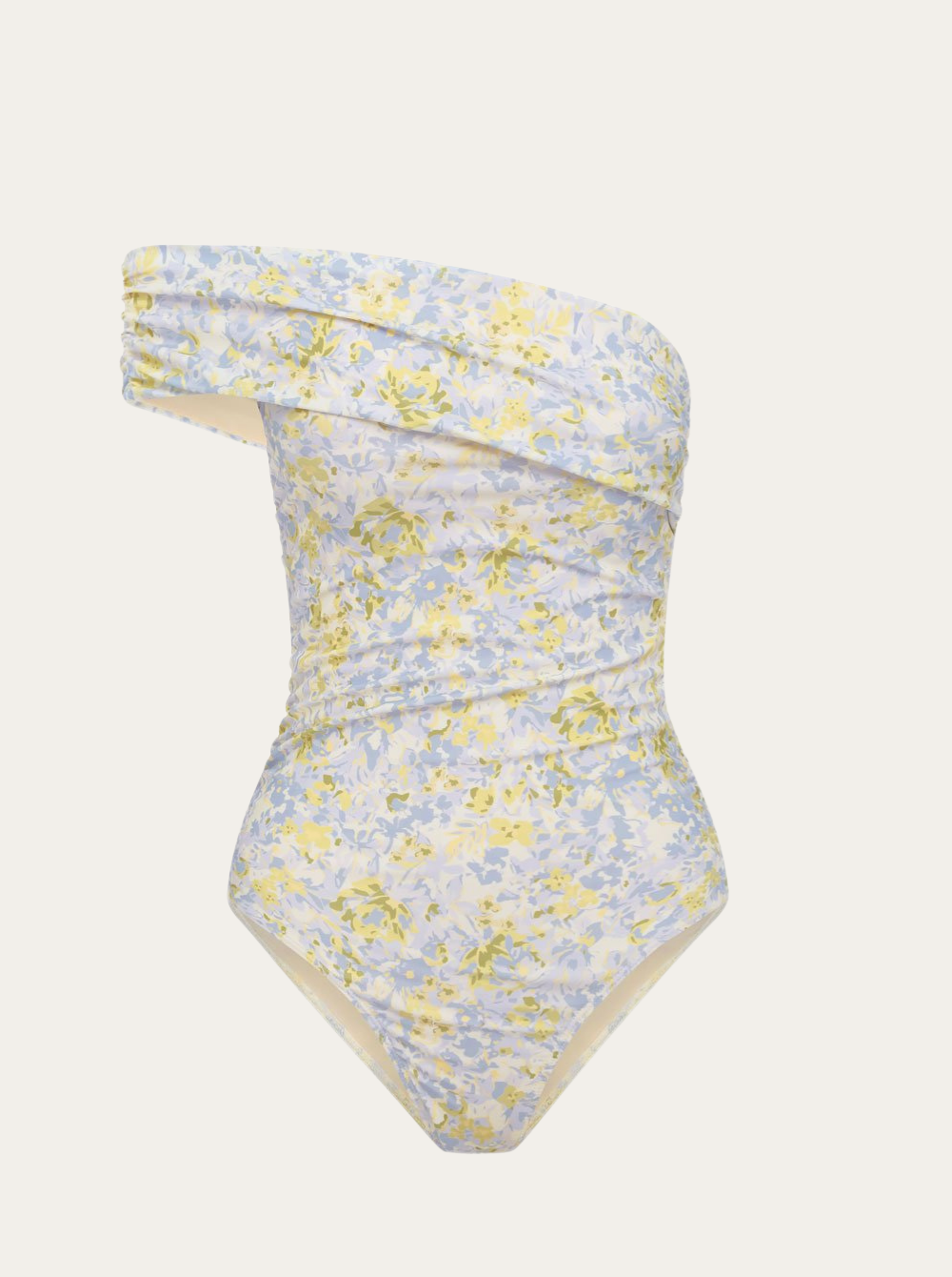 Forget Me Not floral print ruched one shoulder swimsuit Peony Affair Lingerie