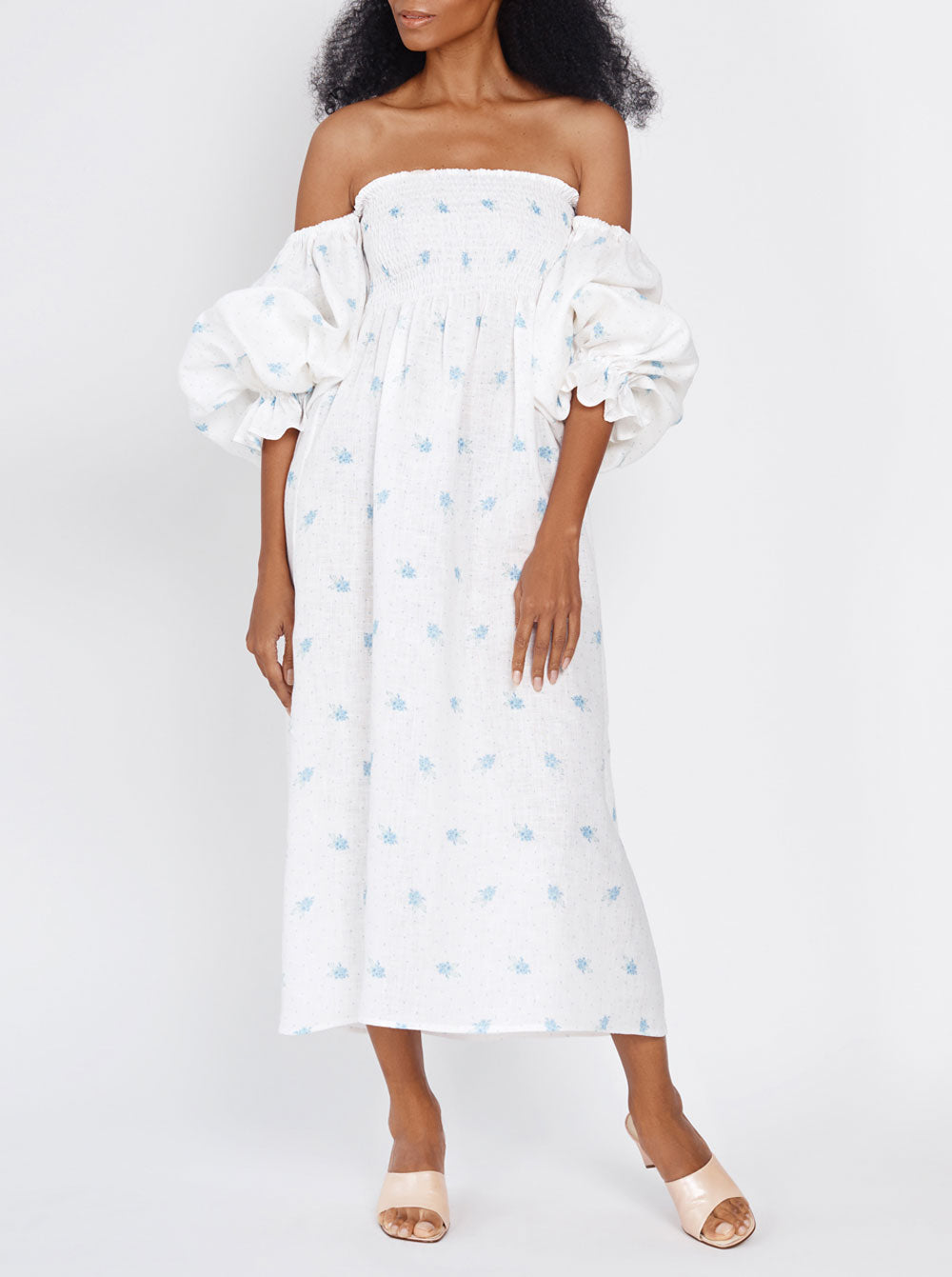 Sleeper | Atlanta linen midi dress in Linum Floral Affair Lingerie Sleeper | Atlanta linen midi dress in Linum Floral Affair Lingerie