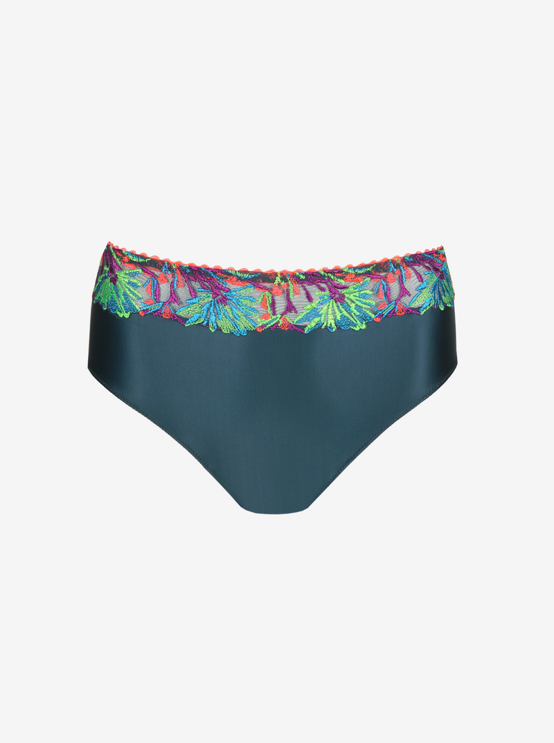 Prima Donna Las Salinas embroidered high-waist full briefs in Empire Green