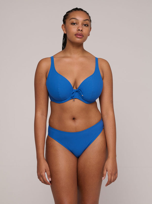 Aswan B-G Plunge Bikini Top - Delphinium Cheer Blue