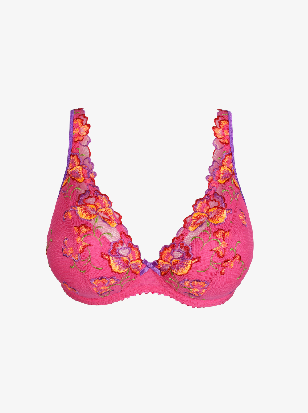 Devdaha underwired floral-embroidered plunge bra - Very Berry | Prima ...