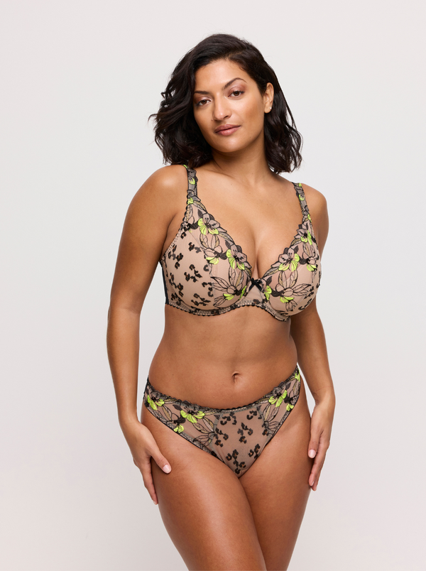 Manali Half Padded Plunge Bra - Wild Bloom