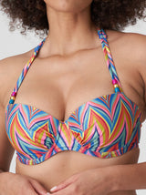 Prima Donna Swim Kea striped underwired balcony bikini top in Rainbow Paradise