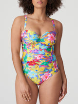 Prima Donna Swim Sazan floral-print control swimsuit in Blue Bloom