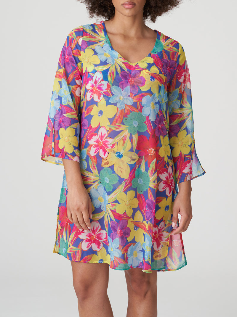 Prima Donna Swim Sazan floral-print kaftan in Blue Bloom