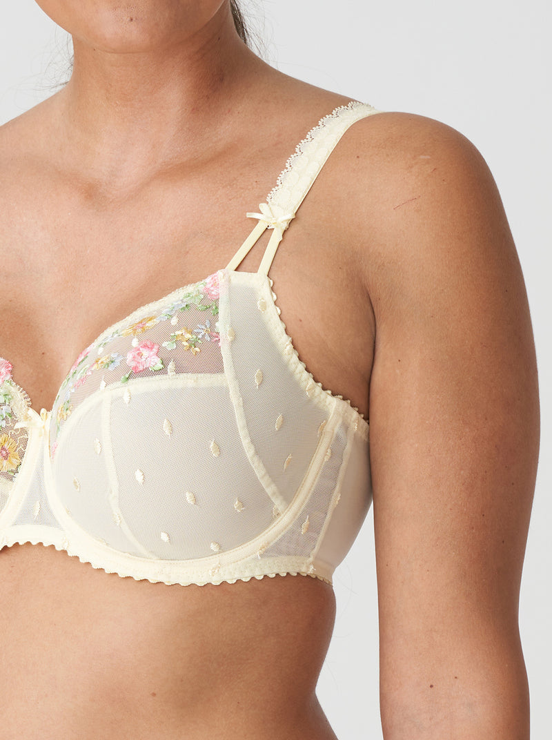 Prima Donna Sedaine floral-embroidered underwired full cup bra in French Vanilla