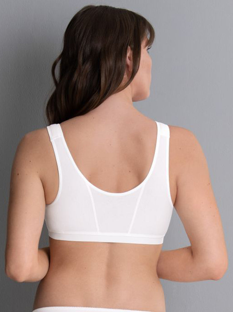 Isra cotton front-fastening post-operative bra - White