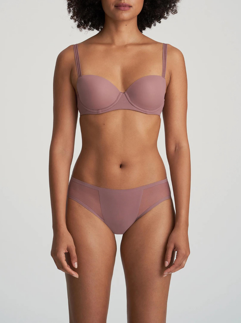 Marie Jo Louie mesh-trimmed underwired balcony bra in Satin Taupe