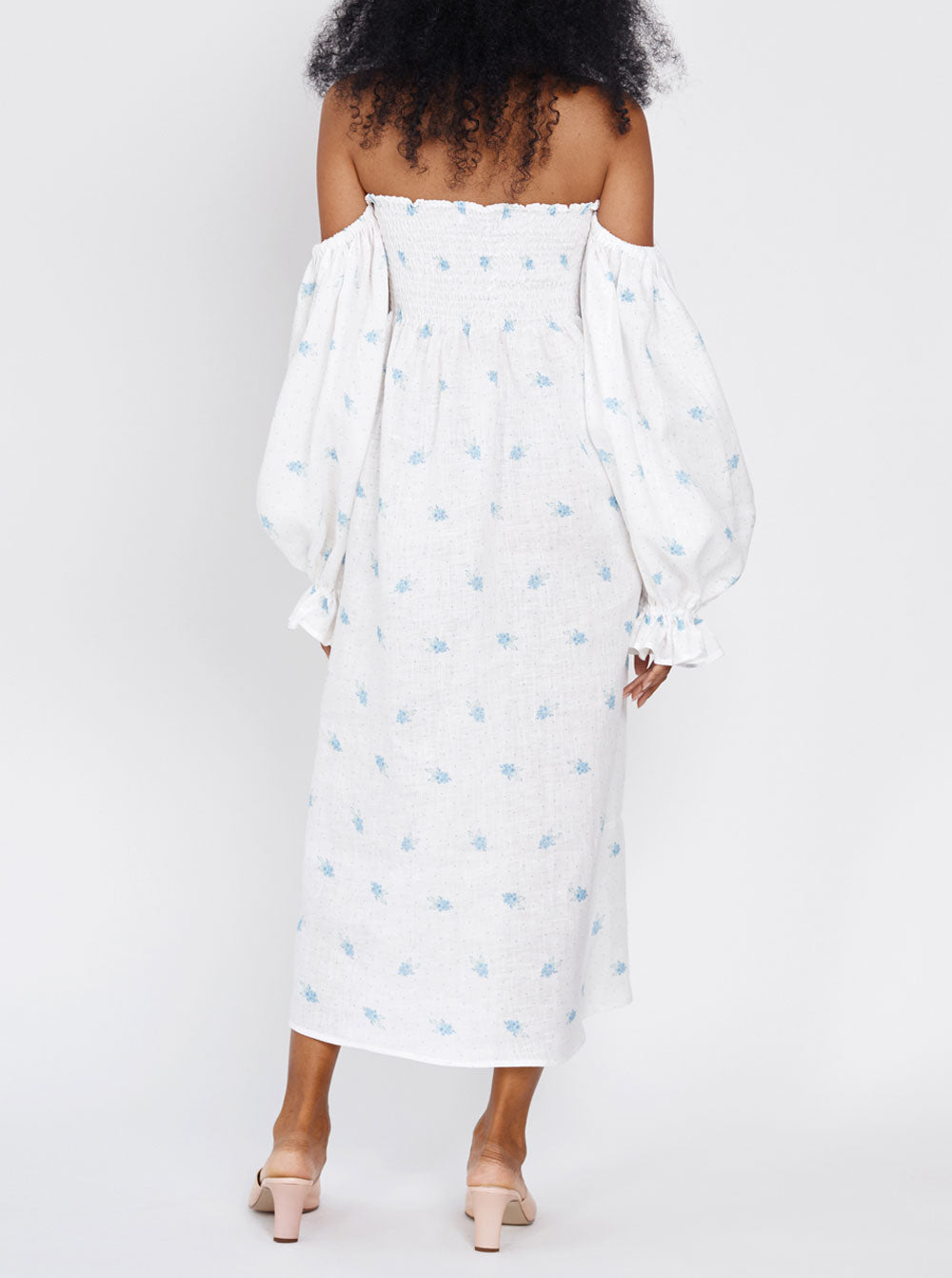 Sleeper | Atlanta linen midi dress in Linum Floral  Affair Lingerie
