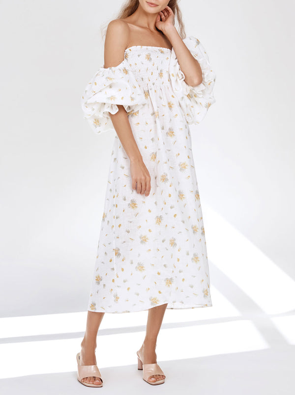 Sleeper | Atlanta linen midi dress in Linum Floral Affair Lingerie Sleeper | Atlanta linen midi dress in Linum Floral Affair Lingerie